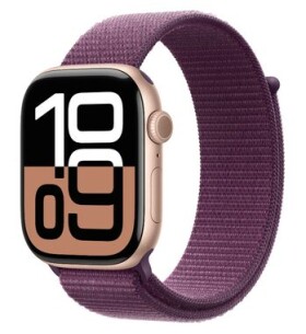 Apple Watch Series 10 GPS 46mm Růžově zlaté hliníkové tělo - Švestkový provlékací řemínek / 130–200 mm (MWWV3)