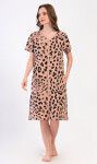 Dámské domácí šaty s krátkým rukávem Leopard béžová 1XL