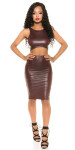 Sexy top KouCla Wetlook Crop top se zipem BORDEAUX