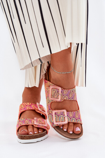 Dámské Pantofle S Přezkami A Leskem Oranžové S.Barski RB51-006 40