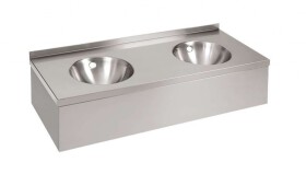 SANELA - Nerezová umyvadla Dvojumyvadlo s opláštěním 1200x500 mm, bez otvoru pro baterii, matná nerez SLUN 19P