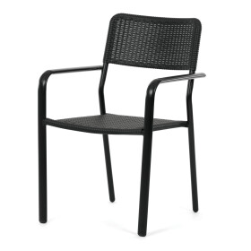 Zahradní židle, kov, plast, černá, AZC-H1021 BK