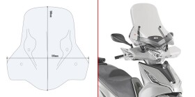 6114DT plexi čiré Kymco Agility 300-350 R16 (19-25), vxš580x570 mm, použij sadu D 6114KIT