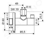 SCHELL - Wing Designový rohový regulační ventil, chrom 053920699