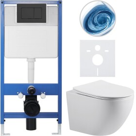 CERANO Kompletní WC set Profi/Cesso - bílá lesklá - WC tlačítko Classic/Černá matná - předstěnová instalace - 49x36 cm - 8050BD81