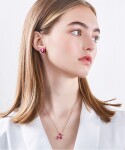 Souprava náhrdelníku a náušnic Swarovski Elements Amorita - srdíčka, Růžová 45 cm + 5 cm (prodloužení)