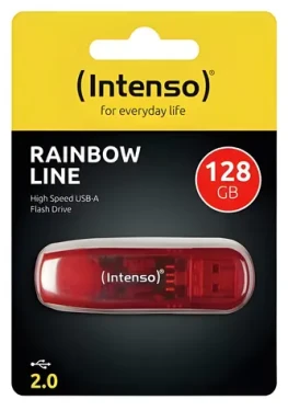Intenso Rainbow Line 128GB červená / Flash disk / USB 2.0 / čtení 32 MB/s / zápis 6,5 MB/s (3502491)