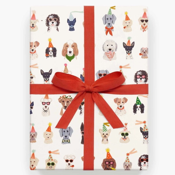 Rifle Paper Co. Balicí papír Party Dogs - Set 3 archů, bílá barva, papír