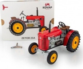 Traktor Zetor 25A červený na klíček kov 15cm 1:25 v krabičce Kovap