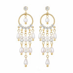 Náušnice ve tvaru lapače snů s perlami Lucilla, Zlatá Bílá