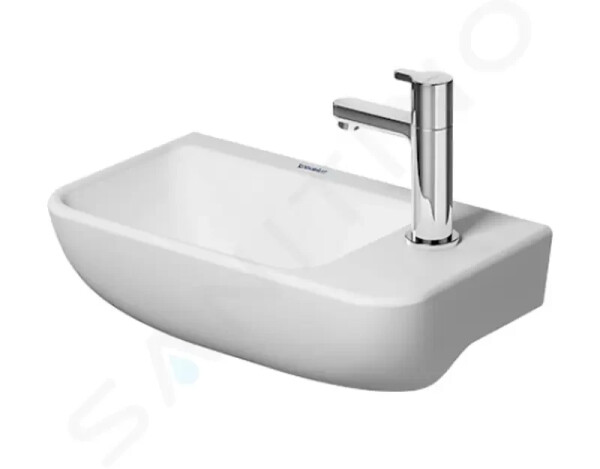 DURAVIT - ME by Starck Umývátko 400x220 mm, 1 otvor pro baterii vpravo, s WonderGliss, matná bílá 07174032001