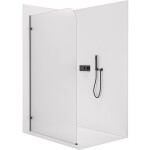 CERANO Sprchová zástěna Walk-in Orbis - Levá - 8 mm - černá matná, mléčné sklo - 100x200 cm