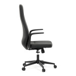 Kancelářské křeslo, černá ekokůže, houpací mechanismus s aretací ve 3 polohách, kovový kříž, kolečka pro tvrdé povrchy