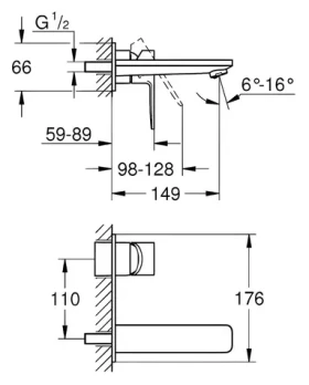 Grohe Umyvadlová baterie pod omítku supersteel / Baterie / 2-otvorová instalace / Velikost M / Perlátor 5,7 l/min (19409DC1)