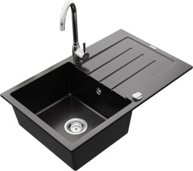 MEXEN - Bruno granitový dřez 1 s odkapávačem včetně baterie Telma, černá 6513-77-670200-00