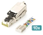 Digitus DN-93631-10 stříbrná / Konektor RJ45 / CAT6a / STP / pro montáž v terénu / 10 ks (DN-93631-10)