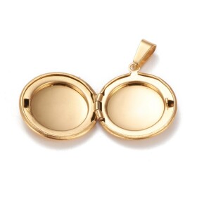 Přívěsek - nerezový otvírací medailonek - kulatý - pozlacený 18K zlatem - 20 mm - 1 ks