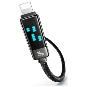 USAMS SJ743 Meteor Series černá / Datový kabel / USB-C - Lightning / 1,2 m / 30W / Zinc Alloy (SJ743USB02)