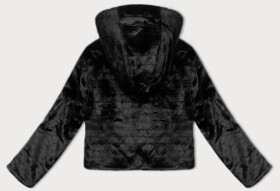 Černá krátká kožešinová bunda s kapucí J Style (11Z8073) odstíny černé XL (42)