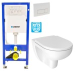 GEBERIT DuofixBasic s bílým tlačítkem DELTA51 + WC JIKA LYRA PLUS RIMLESS + SEDÁTKO DURAPLAST 458.103.00.1 51BI LY1