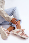 Dámské módní sportovní boty šněrované béžovo-růžové Chillout! 38