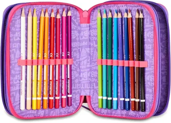 MITAMA Triplo Tye Love / Školní penál / třípatrový / 47 ks pomůcek / na zip (64871)