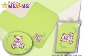 Baby Nellys Deka/dečka froté/velur - Medvídek Teddy Bear - zelená