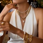 ELENYS Pearl Drop Chain – pozlacený náhrdelník 18K žluté zlato Délka: 45+5 cm / max. 50 cm