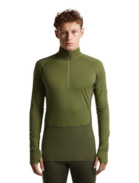 Pánské merino triko dlouhý rukáv, 1/2 zip ICEBREAKER Mens Merino 200 ZoneKnit LS Half Zip, Dark Loden/Sphagnum/Cb velikost: XL