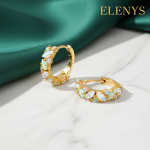 Royal Fashion náušnice 14k zlato Vermeil GU-DR22120E-YELLOWGOLD-MOONSTONE-TOPAZ-OPAL