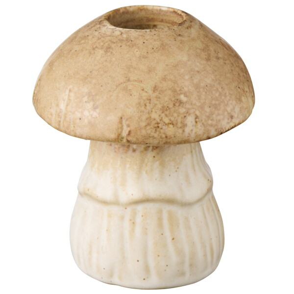 Ib Laursen Keramický svícen Mushroom 8 cm, béžová barva, keramika