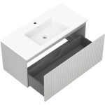 MEXEN/S - Rivel koupelnová skříňka 100 cm s umyvadlem Otis, 1 šuplík, reliéf , šedá mat/bílá mat 91A20-10047-1-BF62-W18M01