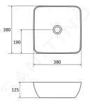 RAVAK - UNI Umyvadlo na desku Uni 380 S Slim, 380x380 mm, bílá XJX01138001