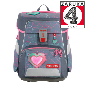 Školní aktovka SPACE set, Step by Step Třpytivé srdce, certifikát AGR