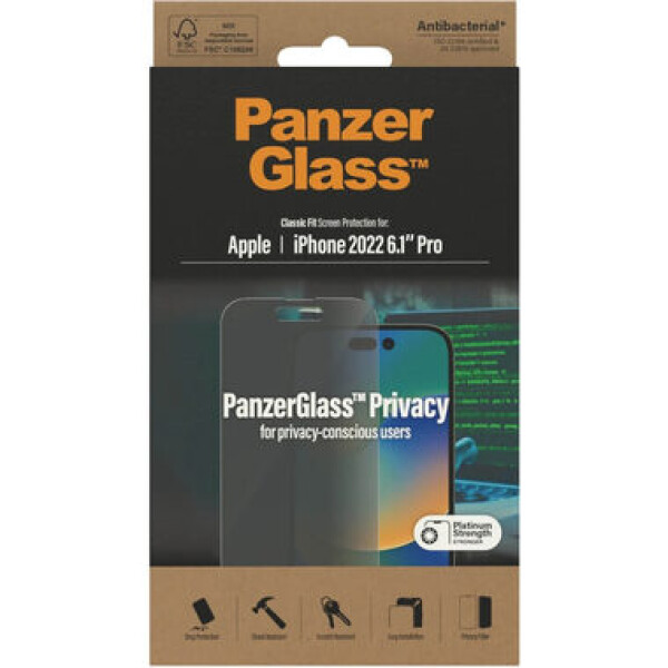 PanzerGlass ochranné sklo Privacy pro Apple iPhone 14 Pro Classic Fit P2768