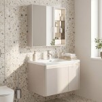REA - Sada koupelnového nábytku s umyvadlem Sora DE07-60 Beige 60CM REA-M0607