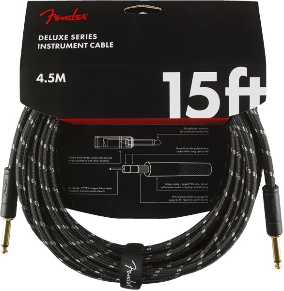 Fender Deluxe Series 15 Instrument Cable Black Tweed