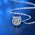 Royal Fashion stříbrný náhrdelník HA-XMZ009-SILVER-MOISSANITE-ZIRCON