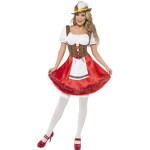 Dámský kostým Oktoberfest dirndl červeno-bílý Velikost: M