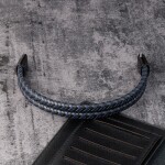 Pánský dvojitý náramek Umberto - chirurgická ocel, kůže, 23 cm Modrá