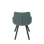 Židle jídelní, zelená látka v dekoru broušené kůže, černý kov