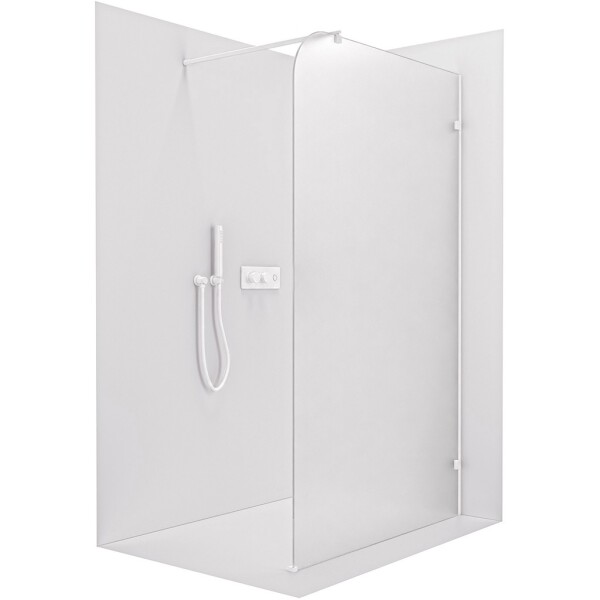 CERANO Sprchová zástěna Walk-in Orbis Round - Pravá - 8 mm - kulatá vzpěra - bílá matná, mléčné sklo - 150x200 cm