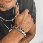 Pánský korálkový náhrdelník Enrico - 6 mm šedý labradorit, Šedá 55 cm
