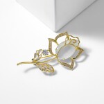 Brož Swarovski Elements Catherina Gold - květina, Zlatá