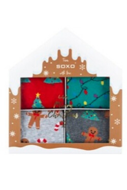 Vánoční ponožky SOXO v krabičce / 4-pack 70781A tmavě modrá 35-40