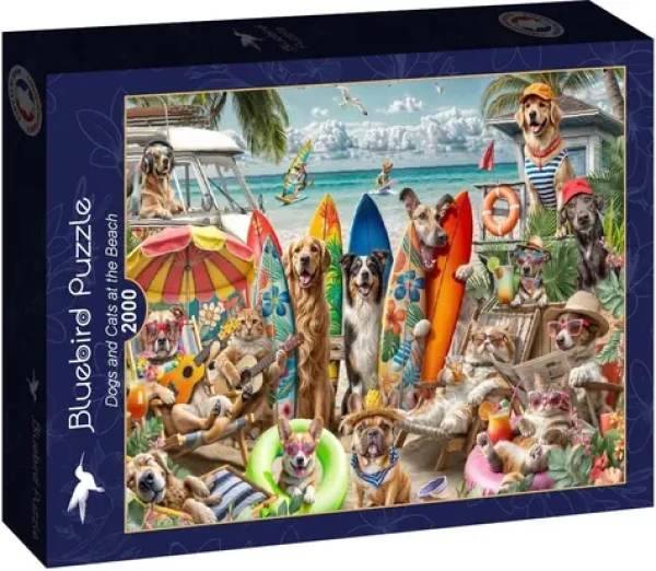 BLUEBIRD Puzzle Psi a kočky na pláži