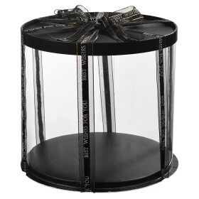 Cake star dortový box černý kulatý 31x34cm - bez stuhy