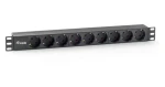 Equip 19" černá / Zásuvkový panel / 1U / 9x Schuko / 16 A / plast (333282)