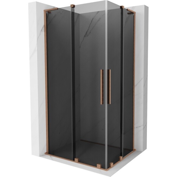 MEXEN/S - Velar L Duo sprchový kout, posuvné dveře 100 x 90, grafit, měď kartáčovaná 871-100-090-02-43-65