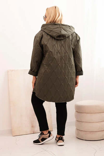 Dámská bunda Plus Size prošívaná s kapucí a nápisem HOPE khaki UNI